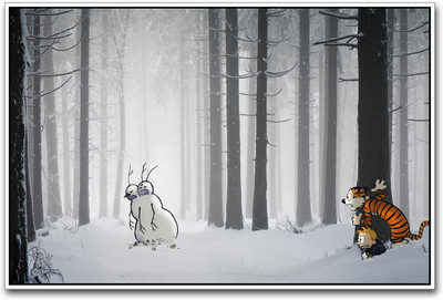 

Calvin and Hobbes scared of Snowman Paper Print(12 inch X 18 inch)