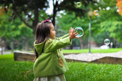 

Child's Love - Playing with Bubbles Paper Print(12 inch X 18 inch, Stretched)