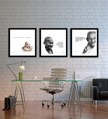

Tallenge - Mahatma Gandhi Inspirational Quotes In English With White Background - Set of 3 Framed Art Prints On Photographic Paper(15 inch X 15 inch, Framed)