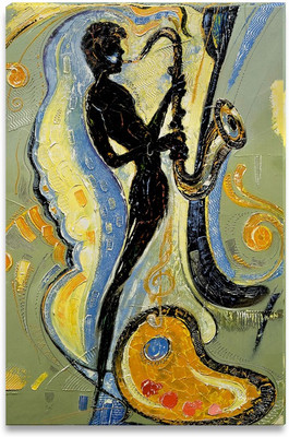 42% OFF on Abstract of a Boy Playing Saxophone Canvas Art(18 inch X 12 inch)