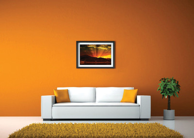 

Mesmerising Sun Rise Behind Mountains Fine Art Print(14 inch X 20 inch, Framed)