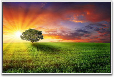 

Tree in Green landscape Paper Print(12 inch X 18 inch)