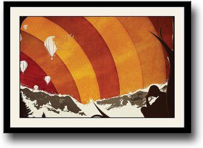 

Orange sky water and balloons Fine Art Print(10 inch X 14 inch, Framed)