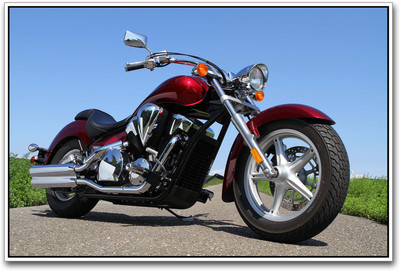 

Red Motorcycle on road Paper Print(12 inch X 18 inch)