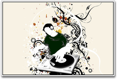 DJ Playing Paper Print(12 inch X 18 inch)