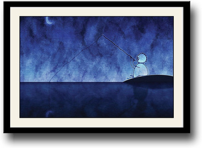 

Fishing for moon Fine Art Print(10 inch X 14 inch, Framed)