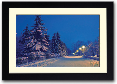 

Snow Covered Road and Trees Fine Art Print(14 inch X 20 inch, Framed)