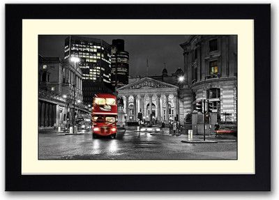Red Bus Fine Art Print(14 inch X 20 inch, Framed)