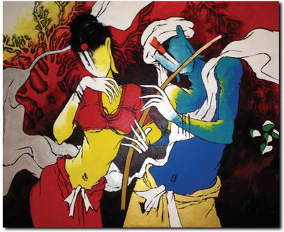 75% OFF on Stybuzz Radhe Krishna Modern Art Canvas Art(22 inch X 18 inch)