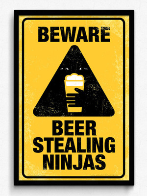 bCreative Beware Beer Steeling Ninja's Framed Poster (Officially Licensed) Paper Print(19 inch X 13 inch) bCreative Beware Beer Steeling Ninja's Framed Poster (Officially Licensed) Paper Print(19 inch X 13 inch)