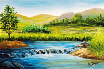 20% OFF on Rocks in a Stream Canvas Art(24 inch X 36 inch)