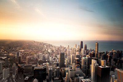 

Oshi - Sunrise in Chicago Paper Print(12 inch X 18 inch, Stretched)