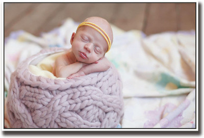 

Cute baby with yellow band Fine Art Print(12 inch X 18 inch, Rolled)
