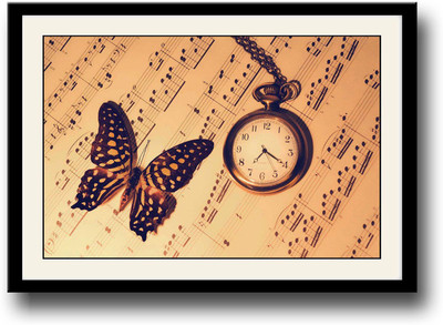 

Butterfly and clock Fine Art Print(10 inch X 14 inch, Framed)