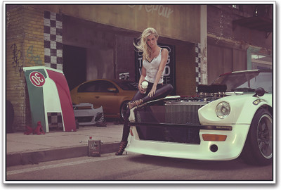 

Girl with White Super Car Paper Print(12 inch X 18 inch)