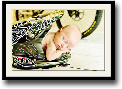 

Cute newborn sleeping in helmet Fine Art Print(10 inch X 14 inch, Framed)