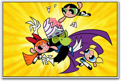 

Mojo Jojo beaten by Powerpuff Girls Paper Print(12 inch X 18 inch)