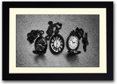 

3 Vintage Clocks Fine Art Print(14 inch X 20 inch, Framed)
