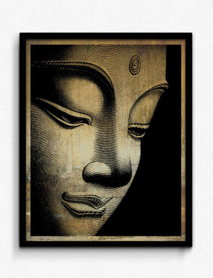 Seven Rays Buddha Sculpture Face Framed (Small)(16 inch X 13 inch)