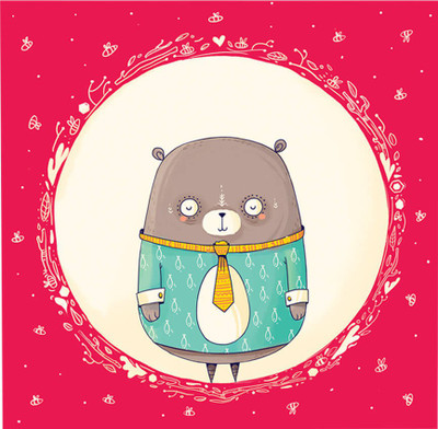 

Circle Bear Red Fine Art Print(24 inch X 24 inch, Rolled)