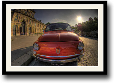 Red Fiat Fine Art Print(10 inch X 14 inch, Framed)