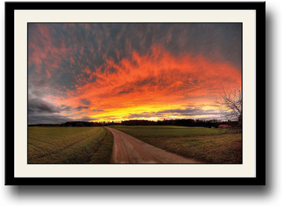 

Orange Sky and road Fine Art Print(10 inch X 14 inch, Framed)