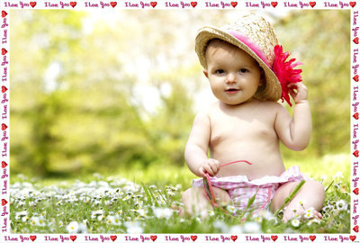 

Baby With Hat In The Garden Poster Paper Print(13 inch X 19 inch, Rolled)