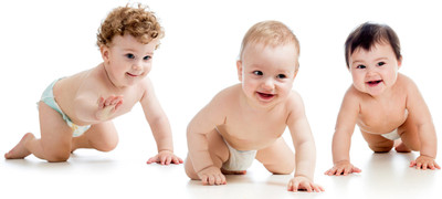 Child's Love - Three Smiling Babies Paper Print(12 inch X 18 inch, Streched)