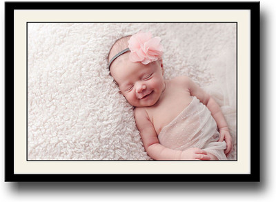 

cute Sleeping baby smiling Fine Art Print(10 inch X 14 inch, Framed)