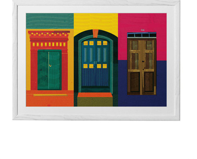 

3 Doors Fine Art Print(20 inch X 30 inch, Framed)