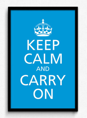 Seven Rays Keep Calm and Carry On - Blue Framed (Small)(19 inch X 13 inch)