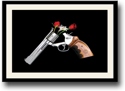 

Gun and roses Fine Art Print(10 inch X 14 inch, Framed)