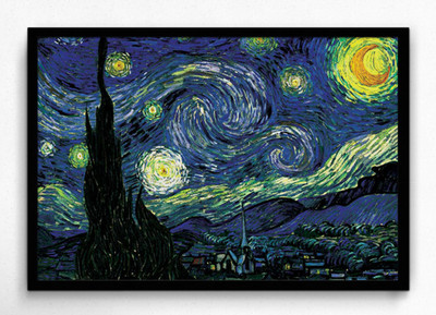 Seven Rays Starry Night by Vincent Van Gogh Framed (Small)(19 inch X 13 inch)