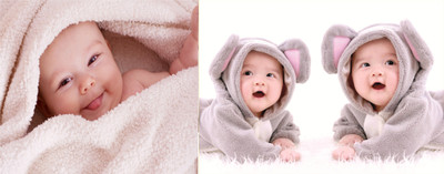 

Cute Baby Poster Smiling New Born Infant Child love Wall Décor 2 Pcs Combo Photographic Paper(12 inch X 18 inch)