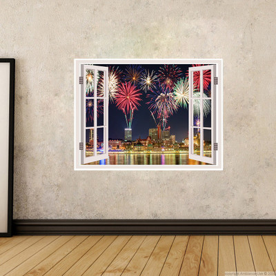 Decor Wall Large New Year Window Illusion 3D Poster(24 inch X 36 inch, Rolled)