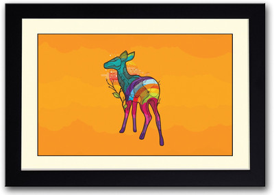 

Colorful Deer Fine Art Print(14 inch X 20 inch, Framed)