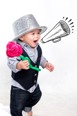 

Child's Love - Baby with Silver Hat (2) Paper Print(18 inch X 12 inch, Streched)