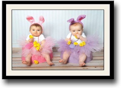 

Two cute baby girls Fine Art Print(10 inch X 14 inch, Framed)