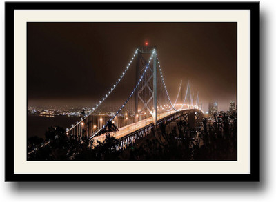

Suspension Bridge at Night Fine Art Print(10 inch X 14 inch, Framed)