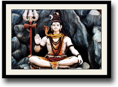 

God Shiva statue in mountains Fine Art Print(10 inch X 14 inch, Framed)