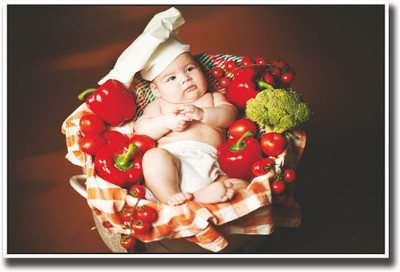 

Baby in vegetable basket Fine Art Print(12 inch X 18 inch, Rolled)