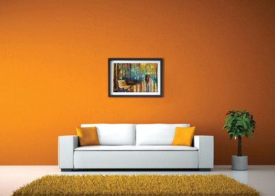 

Couple With Umbrella Art Fine Art Print(14 inch X 20 inch, Framed)