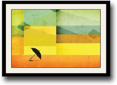 

Umbrella with yellow background Fine Art Print(10 inch X 14 inch, Framed)