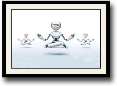 

3 meditating robots Fine Art Print(10 inch X 14 inch, Framed)