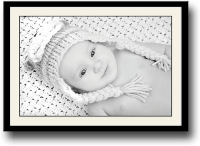 

Baby with hat smiling b&w Fine Art Print(10 inch X 14 inch, Framed)