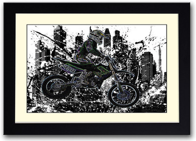 

Motocross Kawasaki artwork Fine Art Print(14 inch X 20 inch, Framed)