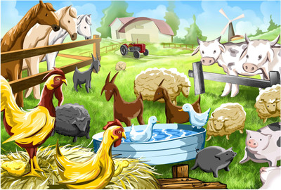 

Farm Cattle Field Wallpaper Paper Print(13 inch X 19 inch, Rolled)