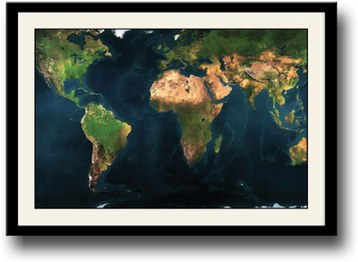 

World Map Physical Fine Art Print(10 inch X 14 inch, Framed)