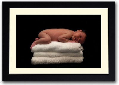 

Baby Sleeping On Towels Fine Art Print(14 inch X 20 inch, Framed)