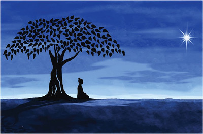 

Buddha Meditating Under Tree Poster Paper Print(18 inch X 12 inch, Rolled)